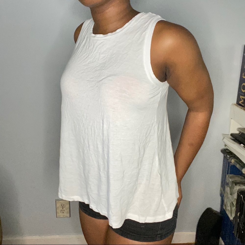 White Muscle Tee w/ Slit